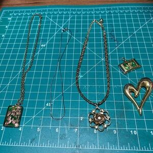 Gold-Tone Flower Pendant and other Necklaces and 1 silver tone chain- Unbranded
